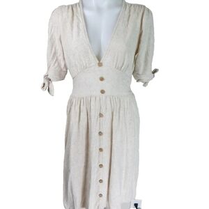 Sozy Linen Blend Button Front Dress